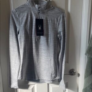 Spyder Light Gray Quarter-Zip Top gray nwt skiing warm